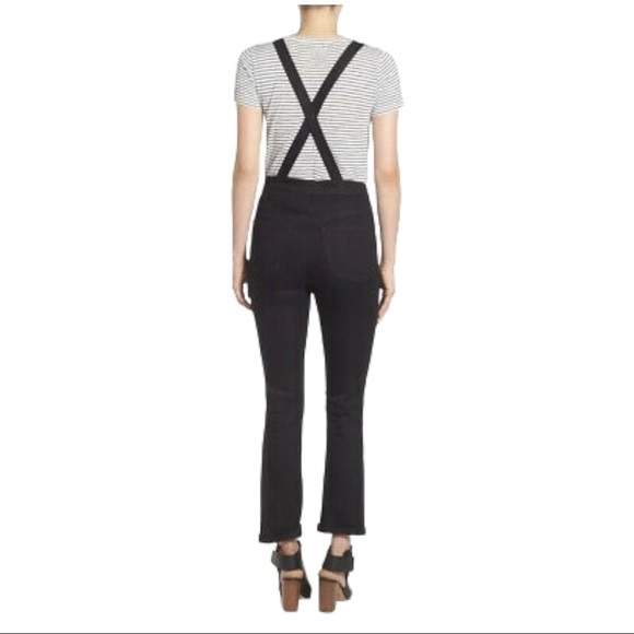 Madewell Demi Bootcut Stretch Denim Overalls Black Frost Medium - Picture 4 of 12